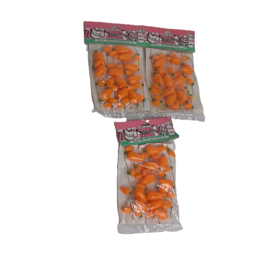 Vintage Fabric Bonanza Small Big Carrot Garland 3 Feet Orange SET OF 3 NEW - Picture 5 of 6
